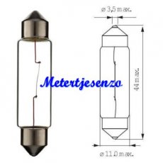 Buis lampje SV8.5 11x44 12v 5Watt nr:12044