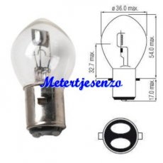 Lamp BA20d 6 volt 25/25Watt nr:BA20d/25/25w