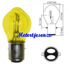 Lamp BA20d GEEL 6 volt 25/25Watt nr:BA20d/25/25wG